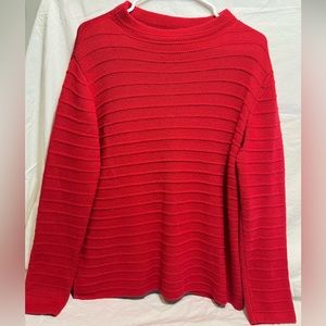 Cherry Red Raised Striped Sweater- Size M